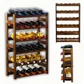 MODO24 Weinregal 30 Flaschen, Flaschenregal, Weinschrank, Weinständer, Getränkeregal, Kellerregal, Massivholz, 86x53x25 cm, Braun, RW1 - Braun