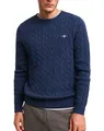 Gant Herren Cotton Cable C-Neck Pullover, Dark Jeansblue Melange, S EU