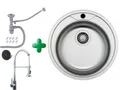 Edelstahlspüle Ø 51 cm mit Armatur Spiral inkl. Siphon-Set