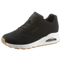 Skechers Uno - Stand on Air Wedgesneaker Freizeitschuh, Halbschuh, Schnürschuh mit feiner Perforation schwarz 38 EU