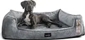 tierlando® Orthopädisches Hundebett FRANKLIN Kuscheliger Teddy-Stoff - Hundesofa - Größe: 130x100cm | Farbe: 02 Graphit