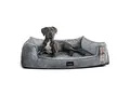 Tierlando ® Orthopädisches Hundebett FRANKLIN Kuscheliger Teddy-Stoff - Hundesofa graphit/nature 1,3 m, 25 cm, 1 m