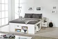 Inter Link - Funktionsbett - Bett mit Schubladen - Doppelbett 160 x 200 cm - 2 Große und 4 kleine Schubladen - Nachtkommode - Kiefer massivholz - Inkl Lattenrost - Weiß lackiert - Till