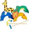 Relaxdays Krocketspiel Holz Bunt für Kinder 43 cm x 9 cm x 2,5 cm 310 g