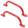 TRIBECCO Klettergriffe Haltegriffe für Outdoor & Indoor Metall Griffe für Spielplatz, Klettergerüst, Spielturm, Hochbett, Leiter und Kletterwand im Kinderzimmer (350 mm Rot, 2 Stücke)