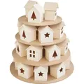 VBS Adventskalender Häuserpyramide 28 Teile 32.5 cm Durchmesser 34 cm Höhe - Beige