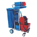 Systemwagen Meiko AT 102 verchromt, ChromCAR 1x120 L Putzwagen mit Korb, 4 Eimer, Presse + 120 L Müllsack Halter 936860-000-5