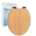 sanicomfort WC-Sitz Bambus mit Absenkautomatik | Toilettensitz aus Echtholz | Soft-Close | Antibakteriell, belastbar, oval, universell | Edelstahl-Scharniere – light