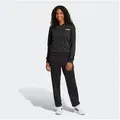 adidas Sportswear W LINEAR TS (2-tlg), zweiteiliges Set, für Laufen, aus Polyester, mit Rippbündchen schwarz M (38/40)