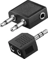 Akashi, Flugzeug-Audio-Kit Klinke 3.5mm und Verteiler, Schwarz