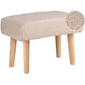 Hocker Beige Bouclé Mit Holzbeinen Rechteckig Modern Schemel Fußbank Sitzhocker Fußhocker Wohnzimmer Schlafzimmer Eingangsbereich Vorzimmer