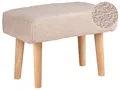 Hocker mit Holzbeinen Bouclé beige rechteckig Schemel Sitzhocker Modern Takoma