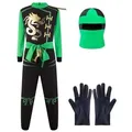 Katara Partyanzug Kinderkostüm Ninja Krieger für Jungs und Mädchen, mit Maske und Handschuhen, Fasching, Karneval, Halloween, Verkleidung grün 104/116 | S