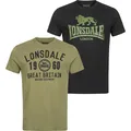 Lonsdale Herren T-Shirt normale Passform Doppelpack BANGOR