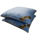 Federkissen Set 2 Kissen 80x80 cm saphir blau Kopfkissen 100% Federn Gänsefedern