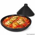 Tajine Steingut matt schwarz Schale mit Deckel Ofenform Schmor-Topf Reis Gemüse
