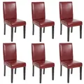 6er-Set Esszimmerstuhl Stuhl Küchenstuhl Littau ~ Kunstleder, rot-braun, dunkle Beine