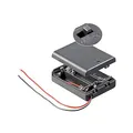 Goobay 12445 AA-Batteriehalter für 3x Mignon Batterien / Batteriehalterung mit losen Kabeln / Batteriefach mit Abdeckung & Schalter / 3 AA Batterien FR6 HR6 LR6 / 15 cm Kabel / Schwarz