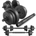 TREX SPORT Hantelset Kurzhanteln 2er Set 2x10kg | 20kg Dumbbell Hanteln Set, Kurzhantel Set mit Verbindungsrohr, Langhantel mit rutschfeste Griffe - Schwarz