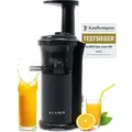 KLAMER Slow Juicer Gemüse und Obst, Entsafter mit Rückwärtsgang, elektrische Fruchtpresse mit Bürste und 2 Behältern, schlankes Design, schwarz - Schwarz
