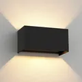 ledscom.de Wandleuchte CUBEL für außen, schwarz, IP65, Up & Downlight, inkl. 2 LED Lampen, je 4,1 W, 501lm, warmweiß