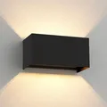 ledscom.de Wandleuchte CUBEL für außen, schwarz, IP65, Up & Downlight, inkl. 2 LED Lampen, je 4,1 W, 501lm, warmweiß