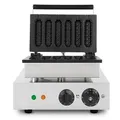 VERTES Waffeleisen am Stiel, 6 Waffeln gleichzeitig, 120 Stück pro Stunde, regelbar 0°-300°C, teflonbeschichtet, Waffel Gusseisen mit Edelstahlgehäuse, Waffle Maker 1550 Watt, Timerfunktion, Kaltgriff