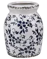 Blumenvase aus Steinzeug weiß Blumenmotiv blau Dekoration Retro Klassisch Amida