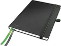 LEITZ Notizbuch Complete, DIN A5, kariert, schwarz 80 Blatt, 96 g/qm, elfenbein Papier, Lederoptik, Touch-and- (4477-00-95)
