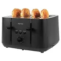 Petra Toaster 4 Scheiben 1850W, XXL Brotröster mit 7 Bräunungsstufen, Toaster mit Selbstzentrierenden Schlitzen & Anti-Stau-Funktion, Krümelschublade, Schwarz