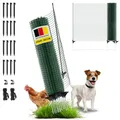 horizont Mobiler Hundezaun 20m x 80cm, 12 Pfähle – Steckzaun / Begrenzungszaun, engmaschiger Weidezaun, ideal als Hundezaun für Camping & Garten
