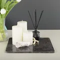 wohnfreuden Marmor Platte schwarz eckig 30 cm - Natur Stein Tablett flach Küchen Wohnzimmer Zubehör