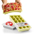 Blumtal Eiswürfelformen Silikon 3er Set - 15er Eiswürfelform mit Deckel - BPA-freie Silikon Eiswürfelform - Ice Cube Tray lebensmittelecht - Ice Tray - Grau + Grau + Gelb