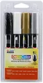 DecoColor Marker-Set, Keilspitze, Schwarz, Weiß, Gold und Silber, 4 Stück