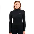 Odlo Thermounterwäsche Active Warm | Schwarz | Größe XS | Langarm-Thermoshirt für Damen mit Reißverschluss | Warme Skiunterwäsche