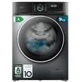 Cecotec Waschmaschine 9 kg Frontlader Bolero Dresscode 9500 Inverter Steel A. 1900 W, 1400 U/min, Inverter Plus Motor, Energieeffizient, 16 Programme, SteamMax, Startzeitvorwahl, Stahl