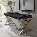Sitzbank FineBuy Polsterbank Schwarz 90 cm Bettbank Schlafzimmer Flurbank Samt