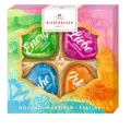 Niederegger | Herzen-Selektion | 1x 50g | Sorten Pfirsich-Matcha-Marzipan, Sahne-Nougat, Erdbeer-Prosecco-Praliné & Vanille Trüffel | Präsent Herzen