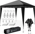 CASARIA® Pavillon Capri 3x3m Pop-Up UV-Schutz 50+ Wasserdicht Winterfest mit Tasche Faltbar Stabil Camping Garten Faltpavillon Partyzelt Schwarz