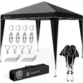 CASARIA® Pavillon Capri 3x3m Pop-Up UV-Schutz 50+ Wasserdicht Winterfest mit Tasche Faltbar Stabil Camping Garten Faltpavillon Partyzelt Schwarz - Schwarz