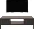 TV-Rack HWC-O39, TV-Board Fernsehtisch Lowboard TV-Schrank Ablage Fächer, Melamin MDF 39x120x60cm Holzoptik schwarz