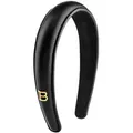 Balmain Hair Couture Black Leather Puffed Headband