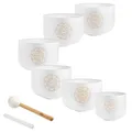 Sonic Energy Solfeggio Kristallklangschalen Set – 6-teilig – Für Meditation, Yoga, Klangheilung – Inkl. 2 Schlägel und Silikonringe (SOLCSBSET)