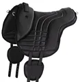 Equinate Reitpad Stella aus synthetischem Leder Pony Schwarz - Bareback Pad mit pflegeleichter Neopren Unterseite - Reitkissen Baumloser Sattel