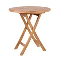 MR. DEKO Klapptisch Sutton Teak Holz Rund 70 cm | Gartentisch Klappbar Wetterfest | Balkontisch Klappbar Massivholz | Campingtisch Teakholz | Kleiner Tisch Balkon | Gartentisch 70x70 Beistelltisch
