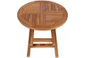 MR.DEKO Gartentisch Klapptisch Sutton Teak rund Ø70 cm Garten Tisch klappbar Balkontisch (Ideal zu Deckchairs kombinierbar – für drinnen & draußen geeignet, 1-St), Plantagen-Teak Vollholz – wetterfest, vielseitig, leicht montierbar