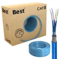 Germany B.e.s.t 50m CAT 8 Netzwerkkabel Verlegekabel Halogenfrei Installationskabel 40 Gbit/s CAT8 Verkabelung Netzwerk Datenkabel CAT8.1 LAN
