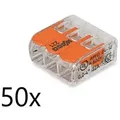50 x Wago 221-413 Verbindungsklemme mit Hebel transparent für alle Leiterarten 3-Leiter bis 4qmm