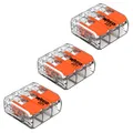 3x WAGO 3-Leiter-Klemme 4 mm² Verbindungsklemme Klemme mit Hebel 221-413