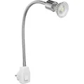 ledscom.de Steckdosenlampe LESCH Leselampe Schwanenhals, Schalter, Chrom inkl. GU10 LED Lampe 510lm 45° warm-weiß